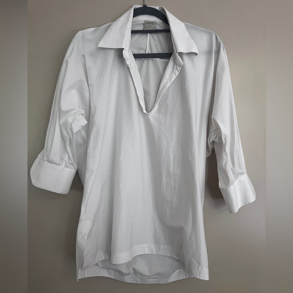 In Good Company White Relaxed Cotton Shirt XS